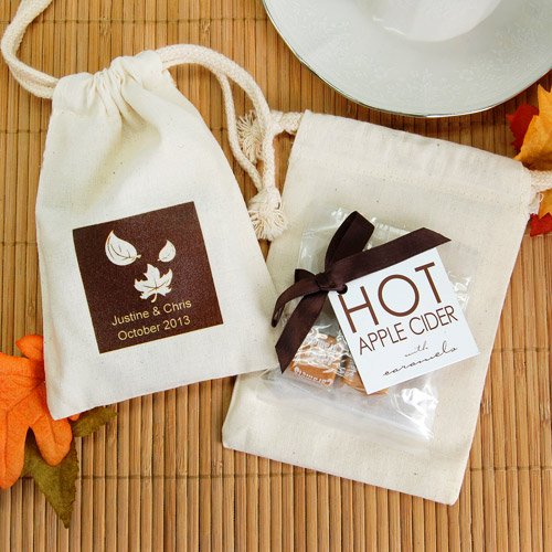 Apple Cider Drink Mix in Personalized Natural Cotton Favor Bag