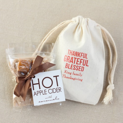 Apple Cider Drink Mix in Personalized Natural Cotton Favor Bag
