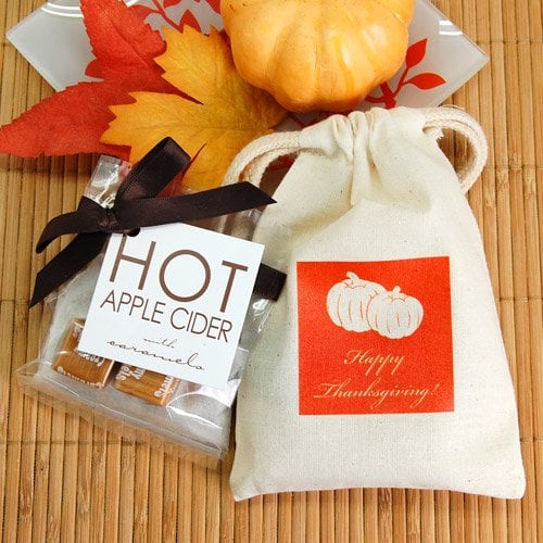 Apple Cider Drink Mix in Personalized Natural Cotton Favor Bag