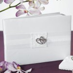 Classic Double Heart White Guest Book