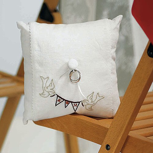 Personalized Birds with Pennant Ring Bearer Pillow