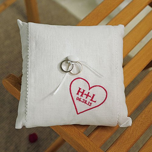 Personalized Initials in Heart Ring Bearer Pillow