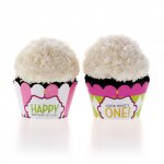 Classic Carnival Birthday Pink and Green Cupcake Wrappers