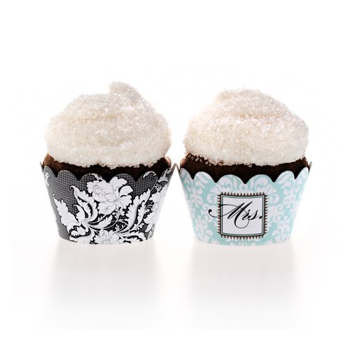 Brocade Bridal Shower Blue Cupcake Wrappers