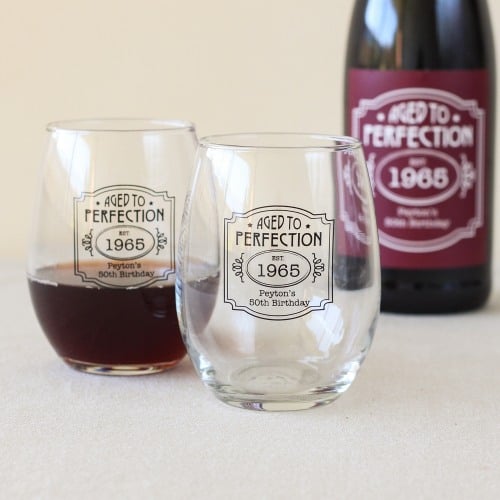 Personalized 15 oz. Stemless Wine Glass