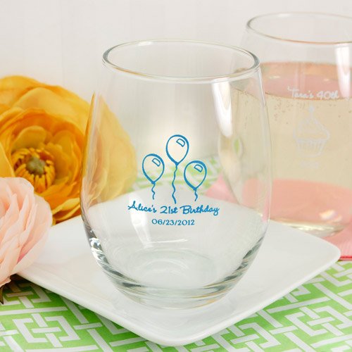Personalized 15 oz. Stemless Wine Glass