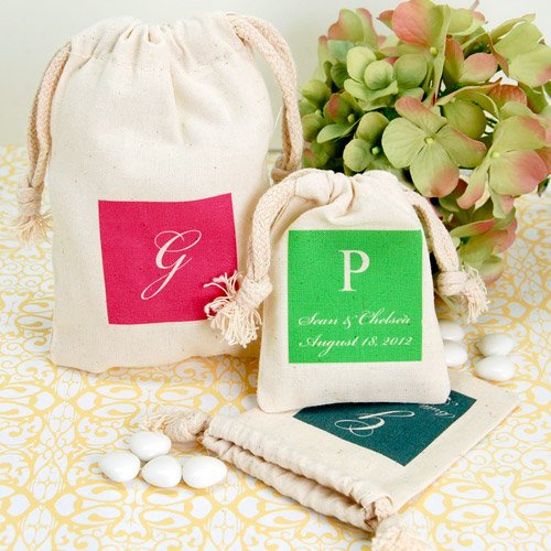 Personalized Monogram Silhouette Natural Cotton Favor Bag