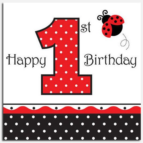 Ladybug Fancy 1st Birthday Luncheon Napkins