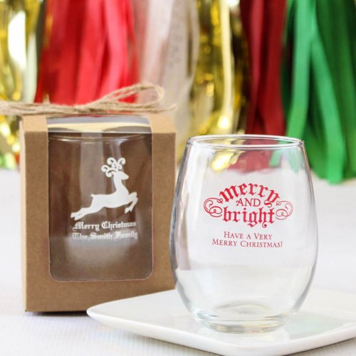 Personalized 9 Oz Holiday Stemless Wine Glass Personalized 15 Oz Stemless Wine Glass 7800