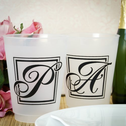 Elegant Monogram 16 oz. Frosted Plastic Cups