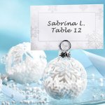 Falling Snow Holiday Ornament Place Card Holders