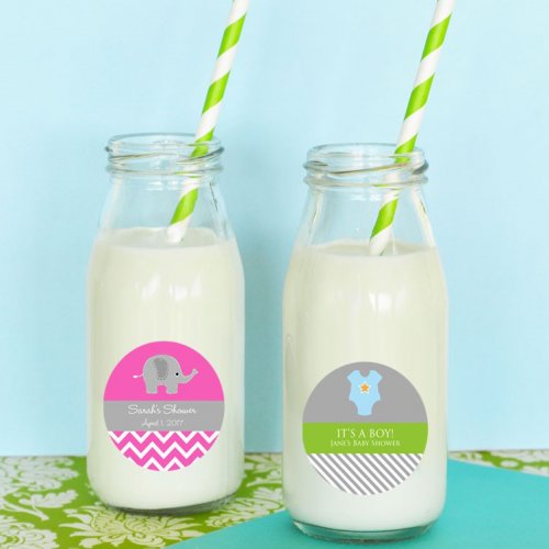 Personalized Baby Shower Milk Jars and Straws