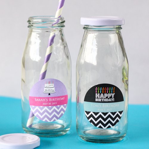 Personalized Birthday Milk Jars and Straws