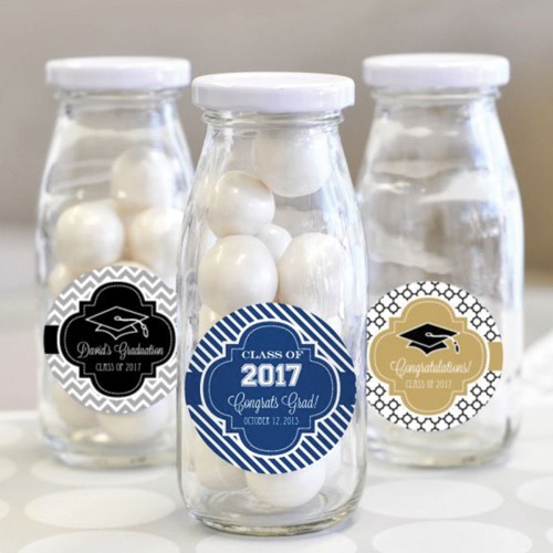 Personalized Graduation Milk Jars and Straws