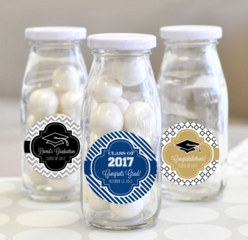 Personalized Graduation Milk Jars and Straws