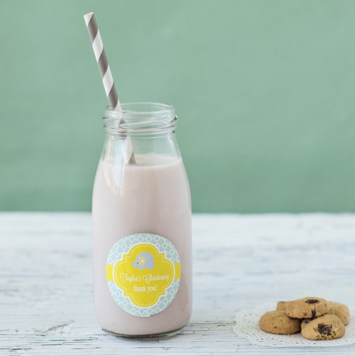 Personalized Baptism Milk Jars and Straws