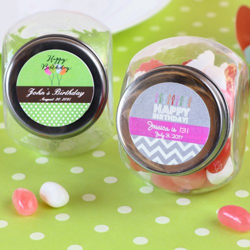 Personalized Mini Glass Teen Birthday Candy Jar