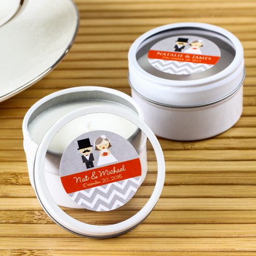 Mini Round Personalized Clear Top Wedding Candle Favor