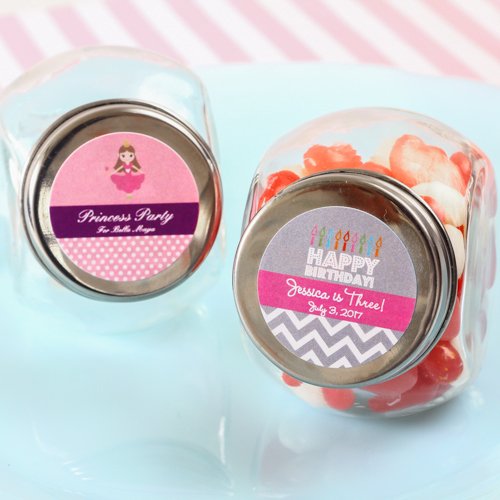 Personalized Mini Glass Kids Birthday Candy Jar