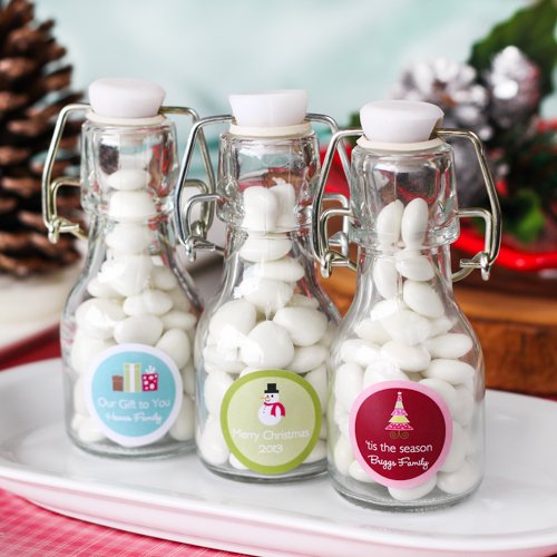 Personalized Holiday Mini Glass Bottle