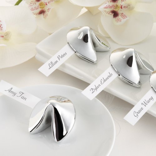 Silver Fortune Cookie Place Card Holder