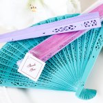 Color Wood Panel Hand Fan with Organza Bag