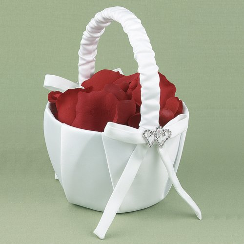 Rhinestone Linked Hearts Flower Basket