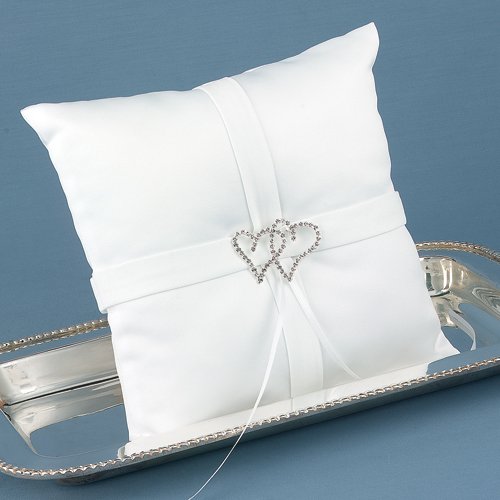 Rhinestone Linked Hearts Ring Pillow