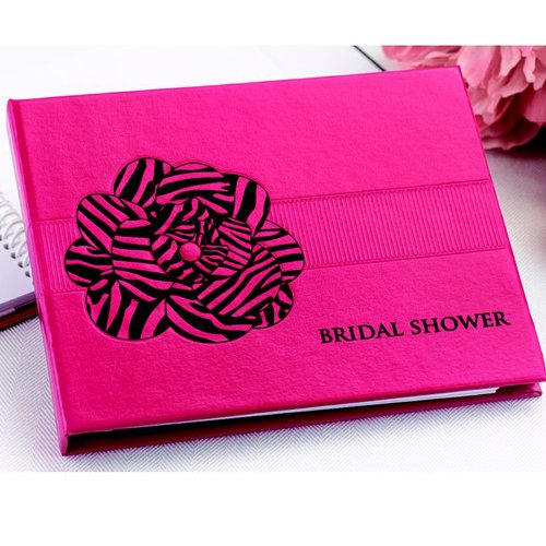 Pink Zebra Print Bridal Shower Guest Book