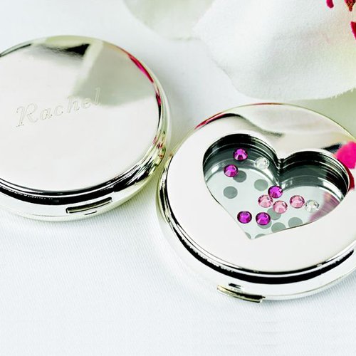 Personalized Jewel Heart Compact Mirror