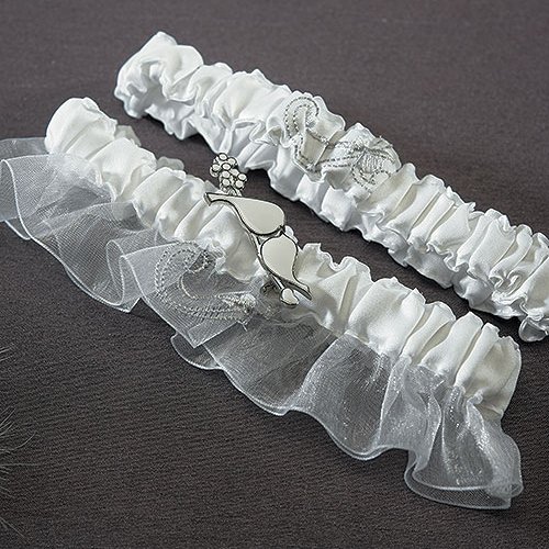 Classic White Love Birds Garter Set