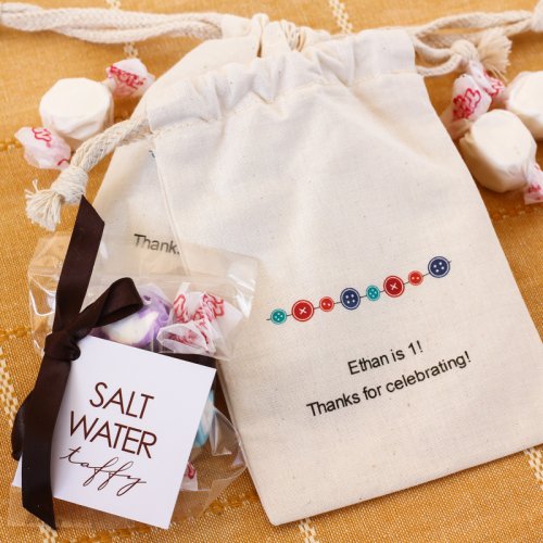 Taffy Candies in Personalized Natural Cotton Favor Bag