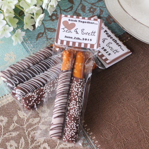 Personalized Bridal Chocolate Covered Pretzel Sticks