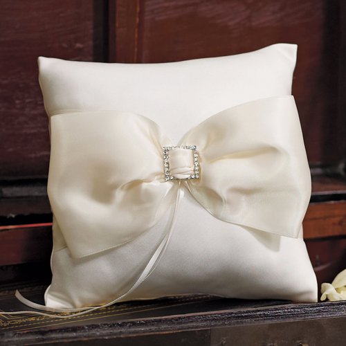 Elegant Satin Bow Ring Pillow