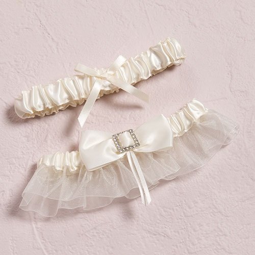 Elegant Satin Bow Garter Set