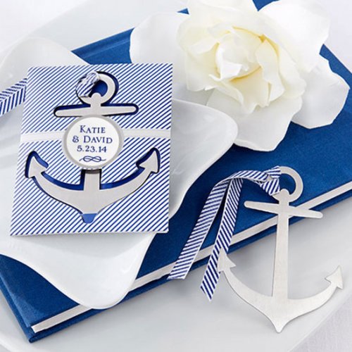 Personalized Nautical Theme Brushed Metal Bookmark