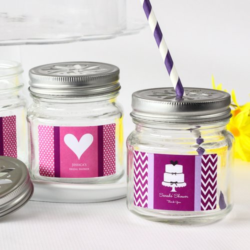 Personalized Mason Jars with Flower Lids and Straws