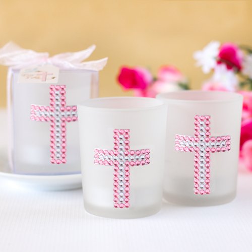 Cross Rhinestones Candle Favor