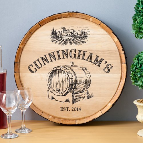 Personalized Wooden Wine Barrel Sign