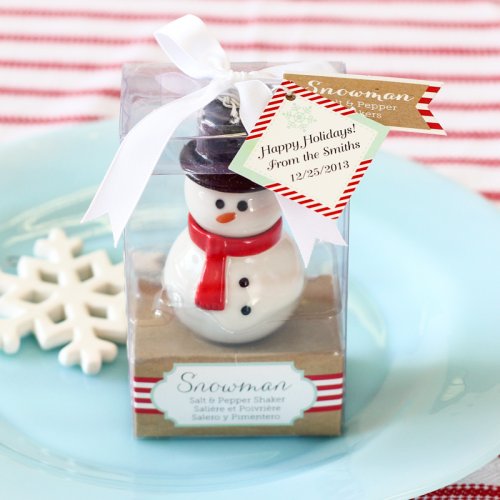 Snowman Salt and Pepper Shaker with Personalized Tag