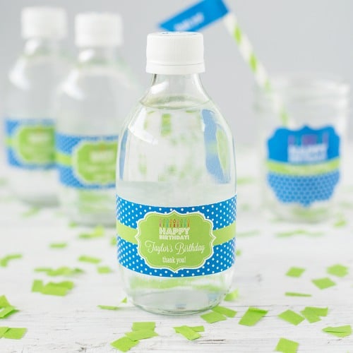 Personalized Birthday Themed Water Bottle Labels