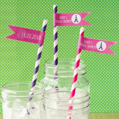 Personalized Bridal Themed Flag Labels with Straws