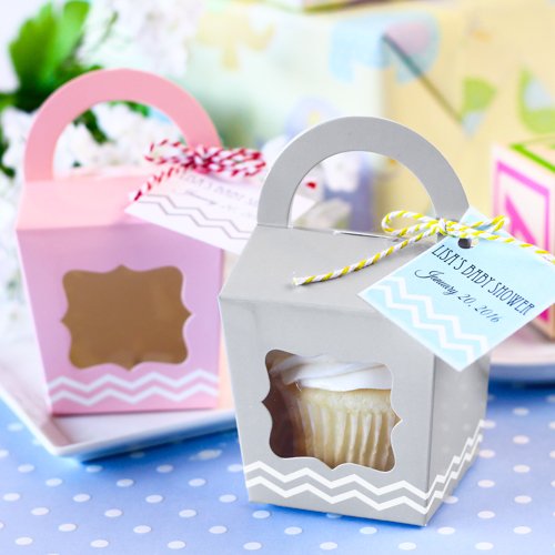 Cupcake Tote with Personalized Baby Shower Tag