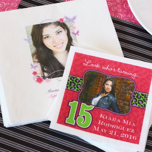 Personalized Photo Quinceanera Napkins