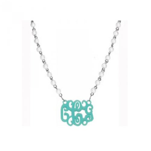 Acrylic Monogram Pearl Necklace