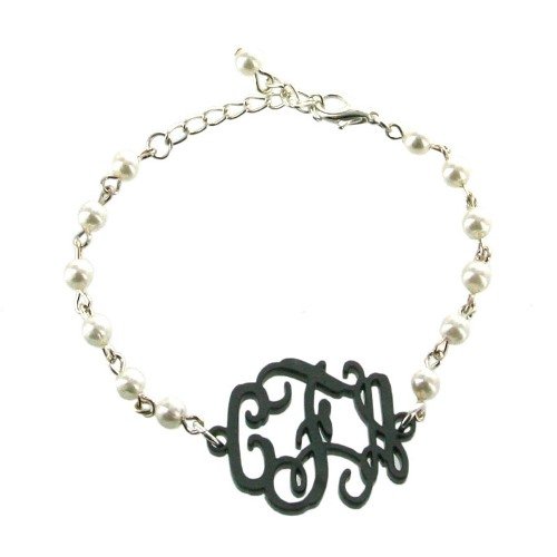 Acrylic Monogram Pearl Bracelet