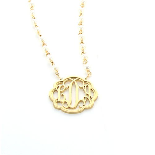 Flourish Monogram Pearl Necklace