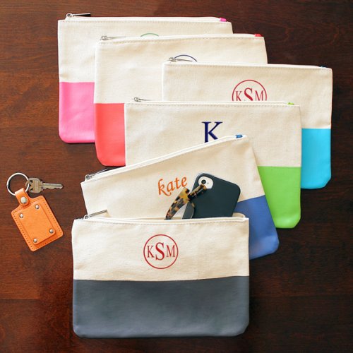 Personalized Color Dipped Canvas Clutch