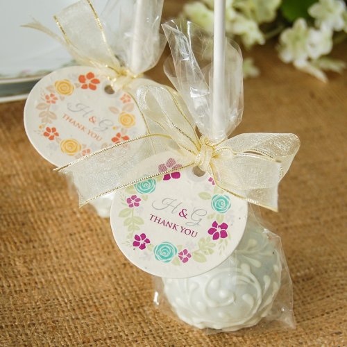 Personalized Floral Wreath Plantable Favor Tag
