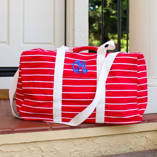 Personalized Striped Duffle Bag